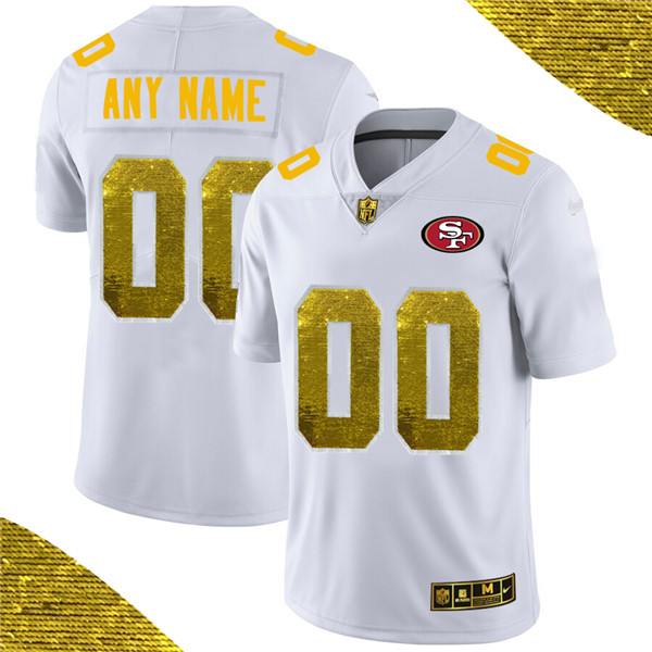 Men's San Francisco 49ers ACTIVE PLAYER White Custom Gold Fashion Edition Limited Stitched NFL Jersey